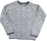 Svetlosivý melírovaný sveter s copánkovým vzorom F&F
