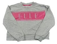 Sivo-ružová crop mikina s logom Elle