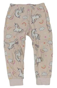 Ružové pyžamové nohavice s jednorožcami a duhami George