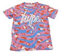 Ružovo-modré vzorované tričko s logom Hype