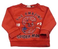 Červená mikina Spiderman s nápismi Marvel