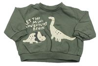 Khaki oversize mikina s dinosaurami H&M