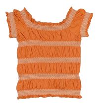 Oranžové tričko s výšivkami zn. M&S