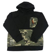 Černo-army mikina s kapsou a kapucí Primark