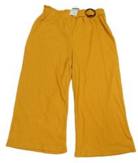 Nové - Okrové culottes nohavice s přezkou Primark