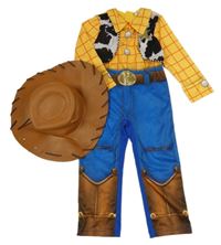 Kostým - 2set - Žluto-modro-hnědý overal - Woody + klobouk Disney