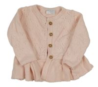 Svetloružový perforovaný prepínaci sveter