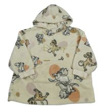 Krémová bodkovaná á chlpatá oversize mikina s Disney postavami a kapucňou Primark