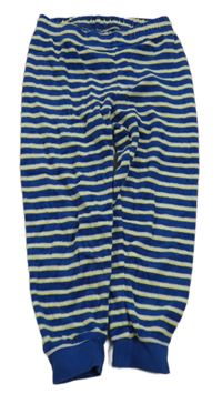 Safírovo-bielo-žlté pruhované zamatové pyžamové nohavice Pocopiano