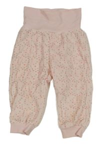 Svetloružové zamatové tepláky s trojúhelníky Kanz