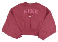 Vínová crop mikina s logem Nike