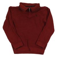 Vínový polo sveter s výšivkou F&F