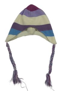 Barevná pruhovaná čepice s třásněmi