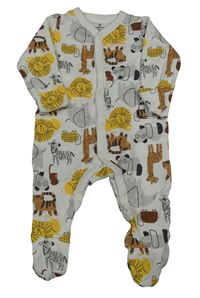 Biely overal so zvířaty Mothercare