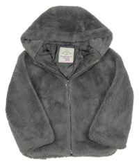 Tmavošedá kožešinová podšitá bunda s kapucí George