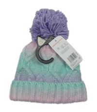 Nové - Lila-mátovo-růžová pletená čepice s bambulí F&F