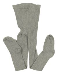 Šedé melírované žebrované punčocháče