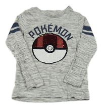 Šedé melírované triko s Pokéballem z překlápěcích flitrů C&A
