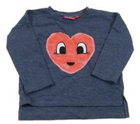 Tmavomodrá melírovaná mikina so srdcem