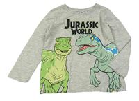 Šedé melírované triko s dinosaury - Jurský svět