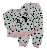 Bílé puntíkaté chlupaté pyžamo s dalmatinem Tu