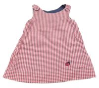 Červeno-biele kockované obojstranné na traké šaty s lienkou