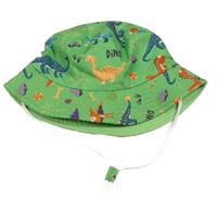 Zelený šusťákový klobouk s dinosaury