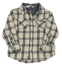 Béžovo-černo-modrá kostkovaná košile H&M