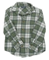 Khaki-bílá kostkovaná košile Primark