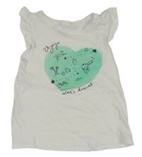 Biele tričko so srdcem s obrázkami Sinsay