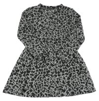 Sivo-čierne úpletové šaty s leopardím vzorom Pep&Co