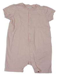 Světlerůžový bavlněný kraťasový overal H&M