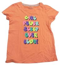 Oranžové tričko s farebnymi nápisy zn. Pep&Co
