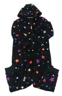 Čierno-farebná chlpatá kombinéza s farebnými hviezdami a kapucňou M&S