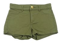 Khaki rifľové kraťasy H&M