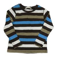 Hnedo-bielo-modré pruhované tričko H&M