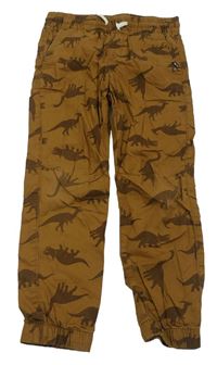 Hnědé plátěné kraťasy s dinosaury H&M