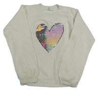 Smotanový ľahký sveter so srdcem z flitrů H&M