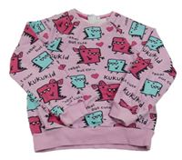 Růžová mikina s dinosaury 