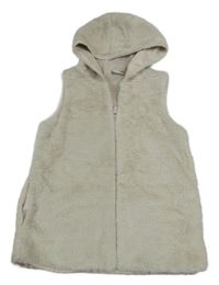 Světlešedá kožešinová podšitá vesta s kapucí Pep&Co