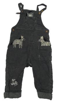 Tmavošedé podšité riflové laclové kalhoty se zebrami Next