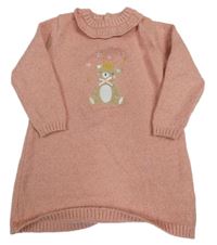 Ružové trblietavé pletené šaty s medvěďom Nutmeg