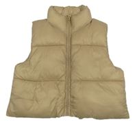 Béžová šušťáková crop zateplená vesta