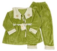 Nové - 2 set - zelená žebrovaná plyšová mikina s límečkem + tepláky 