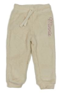 Smotanové plyšové tepláky s nápisem - Minnie Disney