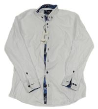 Nové - bílá košile s tmavomodrým vzorem