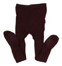 Vínové vzorované punčocháče H&M