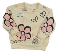 Smotanová ľahká mikina s kvetinami shein