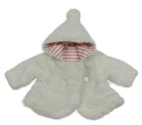 Bílý plyšový podšitý kabátek s kapucí Next