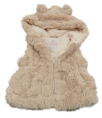 Svetloružová kožušinová podšitá vesta s kapucňou Tu